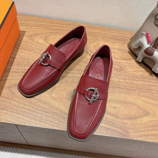 HM Impact Loafers Maroon Cowhide Sliver Hardware 526181
