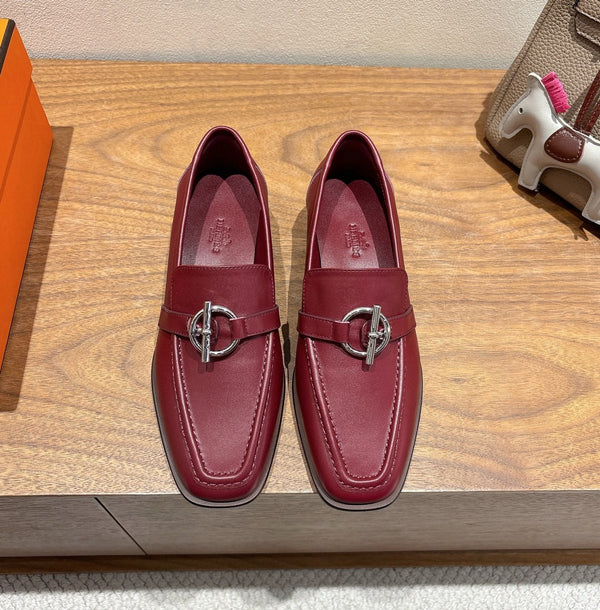 HM Impact Loafers Maroon Cowhide Sliver Hardware 526181