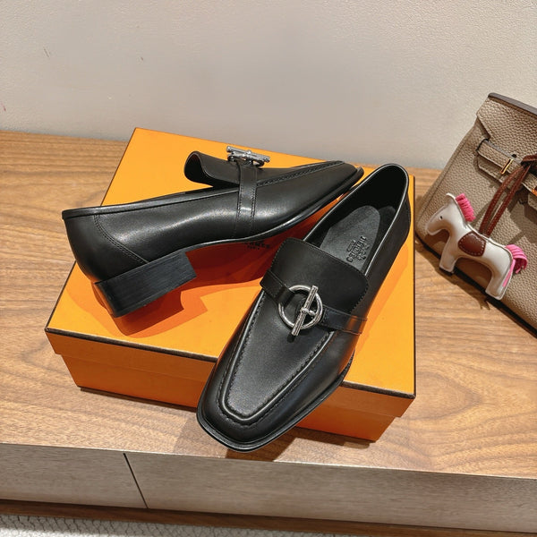 HM Impact Loafers Black Cowhide Sliver Hardware 526182