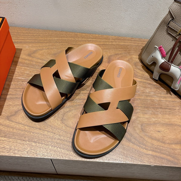 HM 25 Kazimir Sandal Two-tone Calfskin Canvas