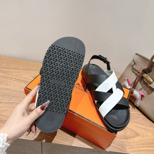 HM 25 Heracles Sandal Black White Calfskin