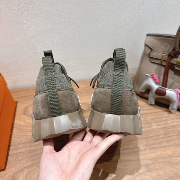 HM Sneakers Slip-On Lift Moss Green Fabrics 329547
