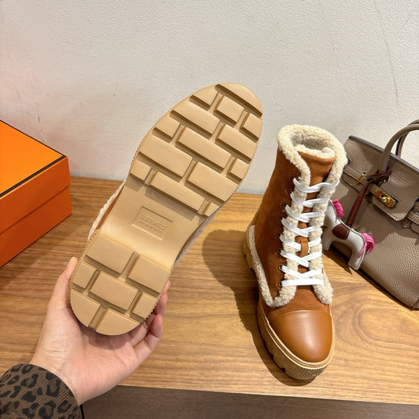 HM 26S Fresh Botines 4cm Tan Suede Shearling 110592