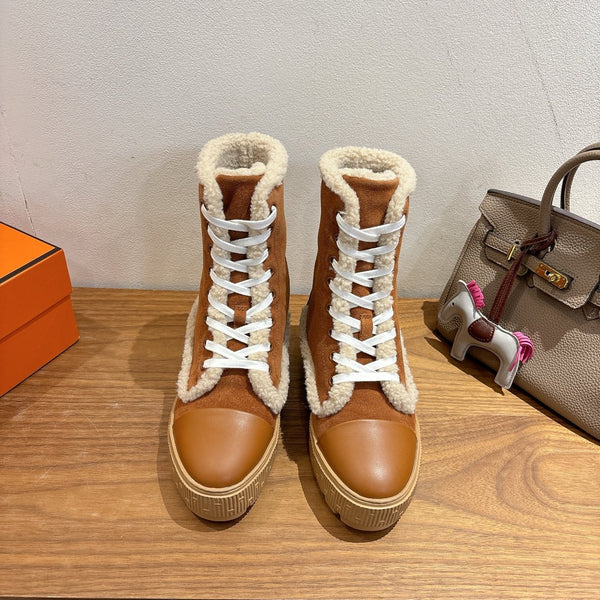 HM 26S Fresh Botines 4cm Tan Suede Shearling 110592