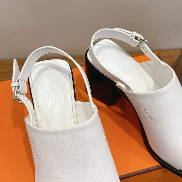 HM 26S Elda 60 Sandal White Calfskin Silver Hardware
