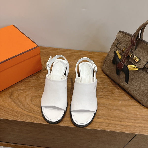HM 26S Elda 60 Sandal White Calfskin Silver Hardware