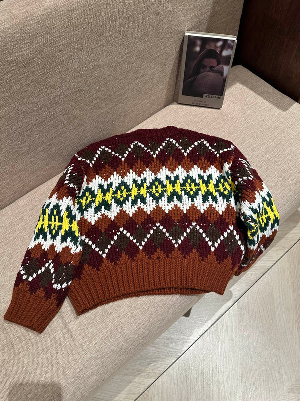 Celine 25 Sweater Brown Mix Multicolor Wool 302948