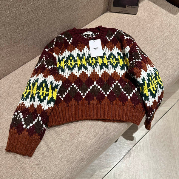 Celine 25 Sweater Brown Mix Multicolor Wool 302948