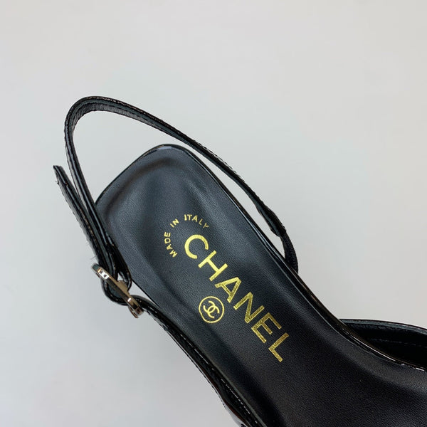 CC 26s Slingback 3.5cm Black Tweed Patent Calfskin 792591