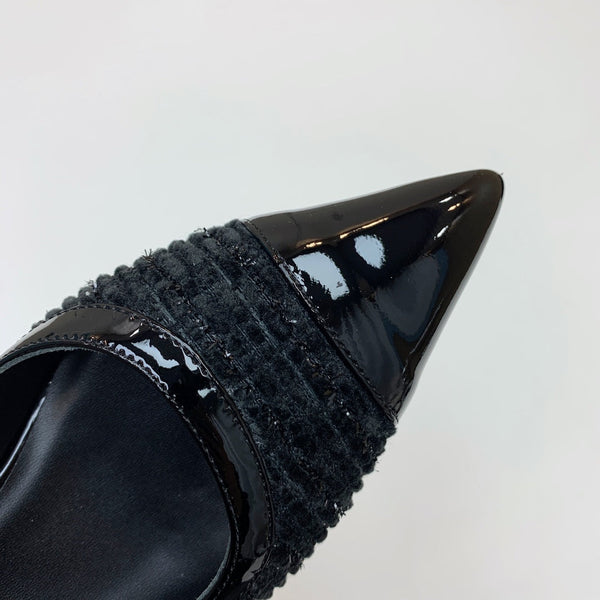 CC 26s Slingback 3.5cm Black Tweed Patent Calfskin 792591
