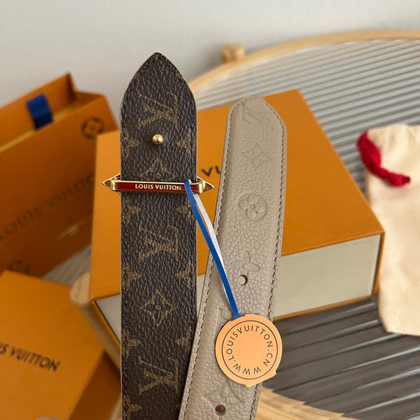 LV Flowergram 30mm Reversible Belt Grey Brown Empreinte Calfskin