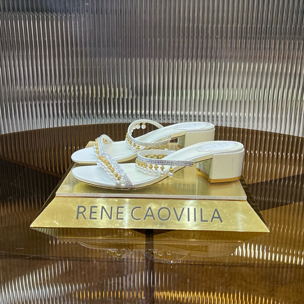 Sandali con ciondolo a forma di lampada in cristallo e fibbia in oro RC, 4,5, in pelle di pecora bianca 175008