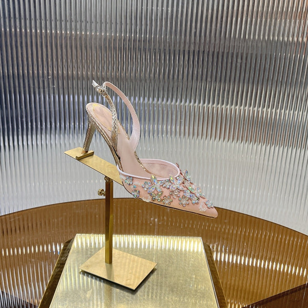 RC 25 Butterfly Flower Thick Heel Pink Sheepskin 242923