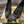 RC 25C Crystal Pearl Gem Lace High Heels Black Sheepskin 275754