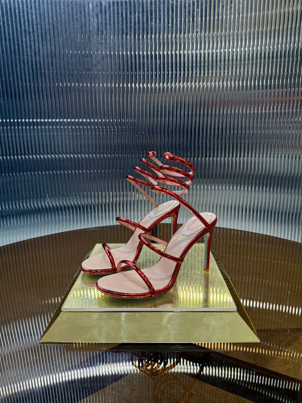RC 25C Snake-Shaped Sandals 9.5cm Red Sheepskin 310631
