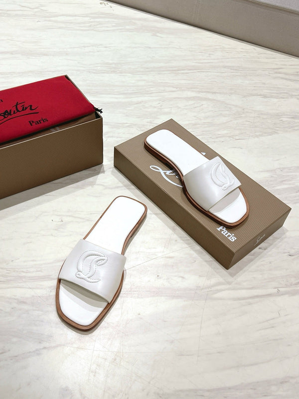 CL 25 Slippers White Top Layer High Gloss Calfskin 307497