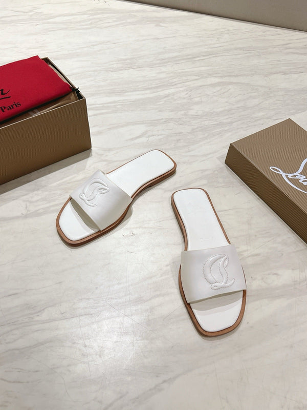 CL 25 Slippers White Top Layer High Gloss Calfskin 307497