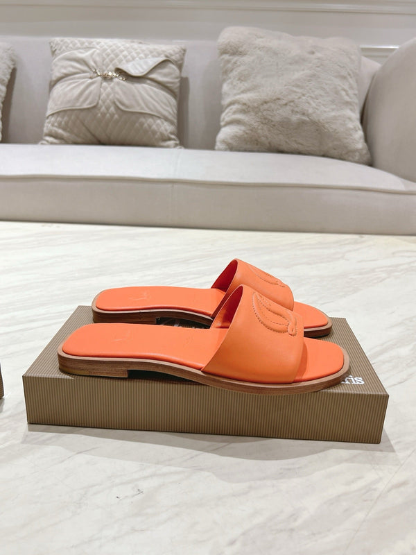CL 25 Slippers Oranger Top Layer High Gloss Calfskin 307498
