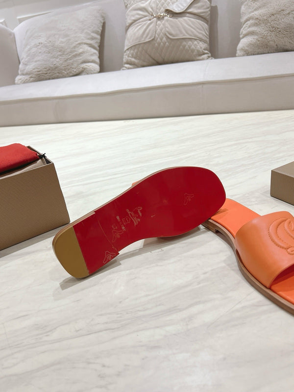 CL 25 Slippers Oranger Top Layer High Gloss Calfskin 307498