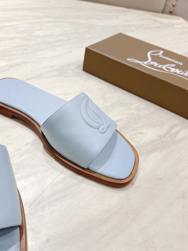CL 25 Slippers Blue Top Layer High Gloss Calfskin 307499
