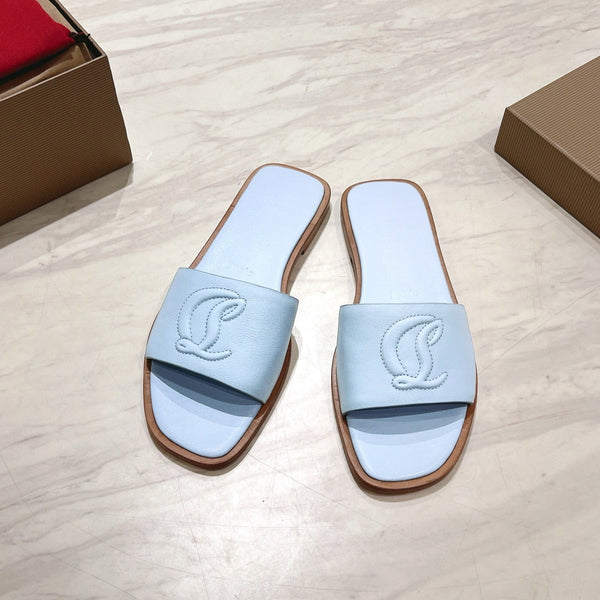 CL 25 Slippers Blue Top Layer High Gloss Calfskin 307499