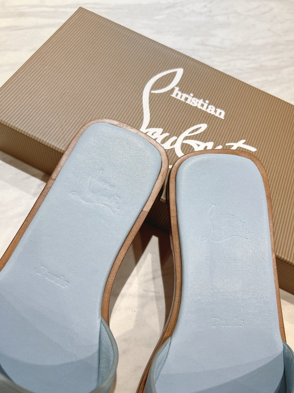 CL 25 Slippers Blue Top Layer High Gloss Calfskin 307499