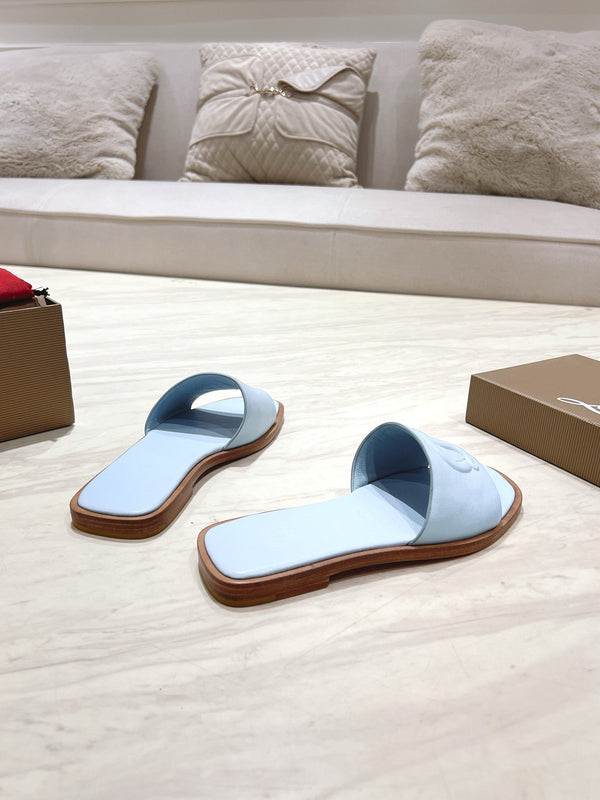 CL 25 Slippers Blue Top Layer High Gloss Calfskin 307499