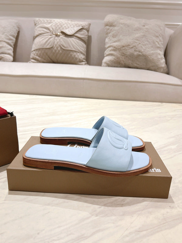 CL 25 Slippers Blue Top Layer High Gloss Calfskin 307499