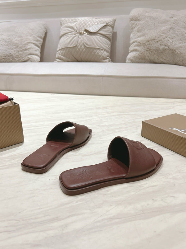 CL 25 Slippers Dark Brown Top Layer High Gloss Calfskin 307501