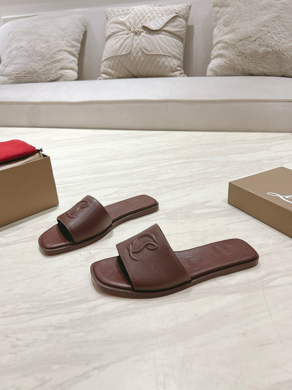 CL 25 Slippers Dark Brown Top Layer High Gloss Calfskin 307501
