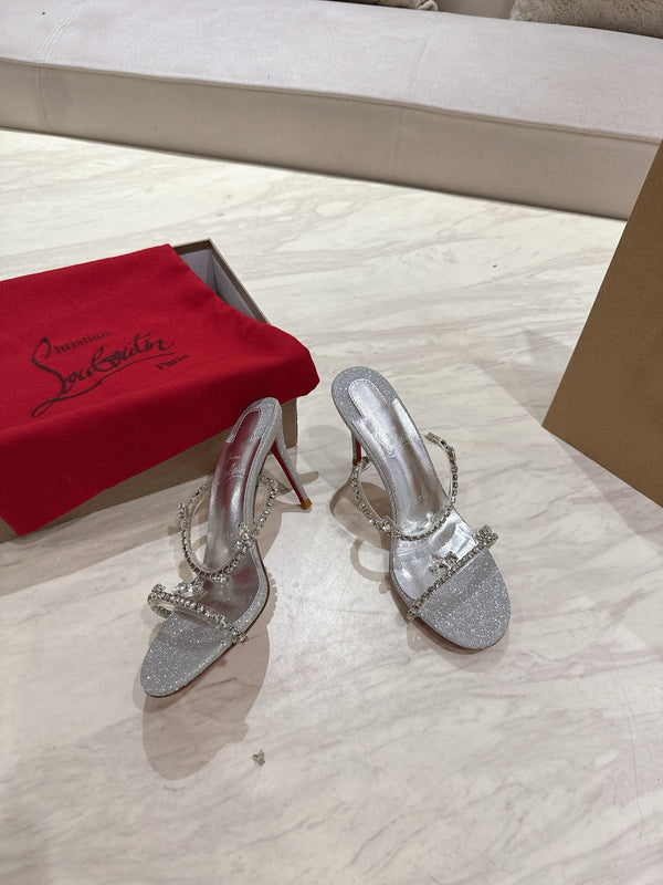 CL 25 Sandals Silver PVC Creo Rhinestones 307509