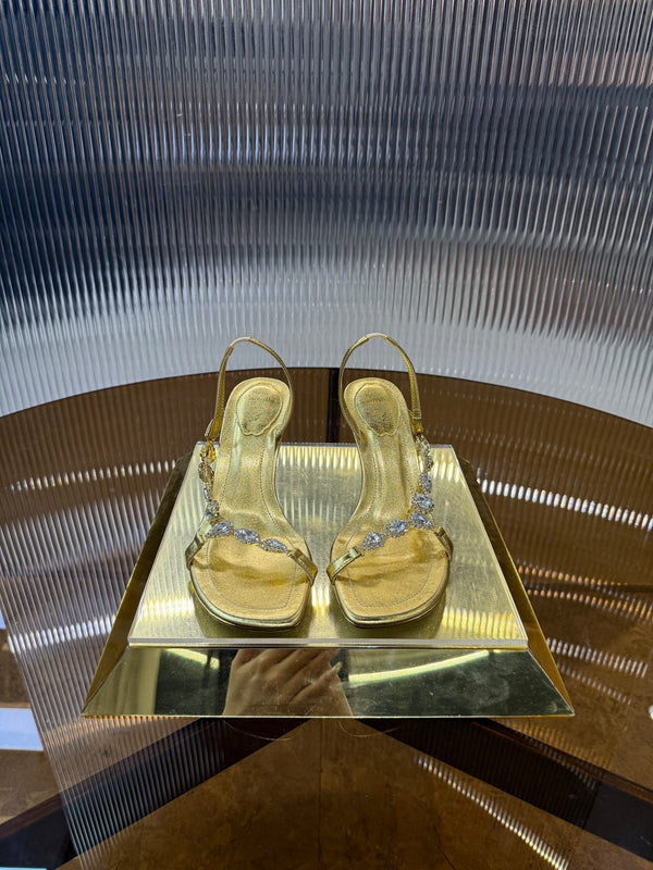 RC 25C Diamond Sandals Gold Sheepskin Rhinestones 314824