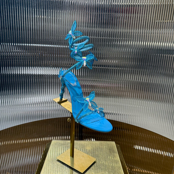 RC 25C Butterfly Sandals Blue Silk Swarovski Crystal Diamond 339486