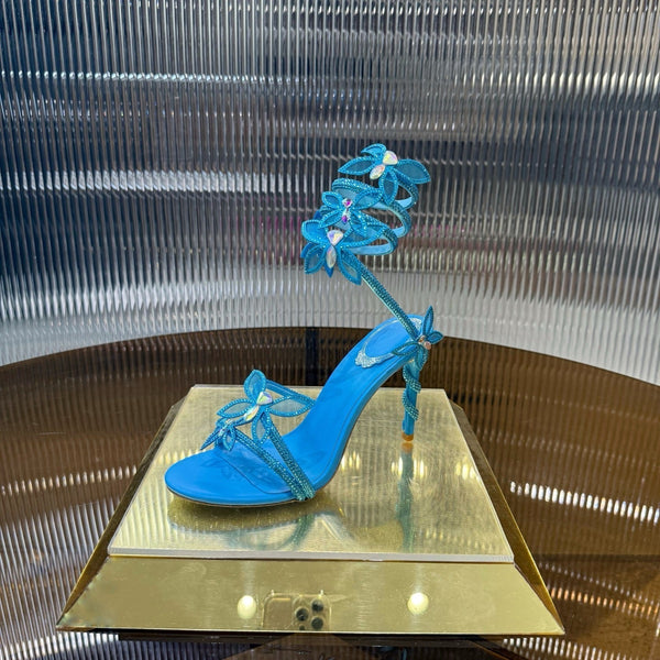 RC 25C Butterfly Sandals Blue Silk Swarovski Crystal Diamond 339486