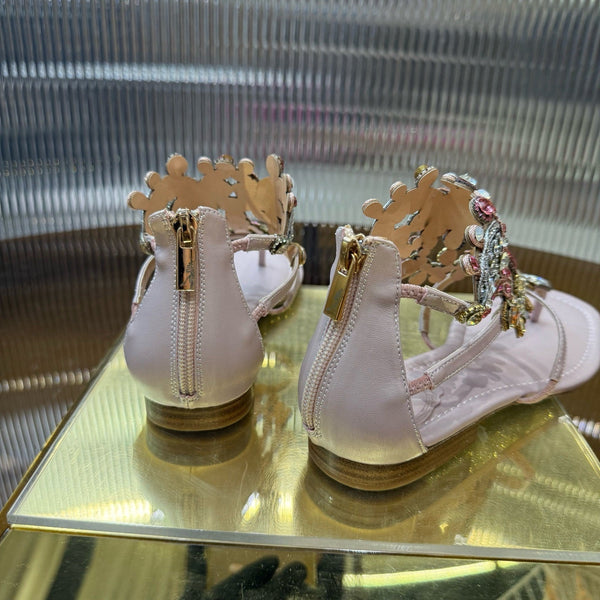 RC 25C Thong Diamond Sandals Pink Sheepskin Rhinestone 339503