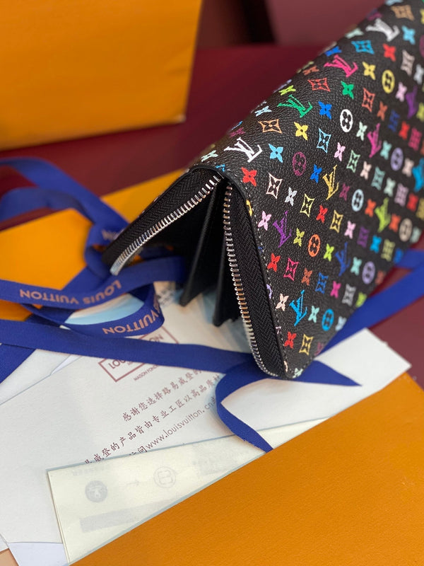 Portafoglio Zippy LV x TM in tela monogramma nera multicolore