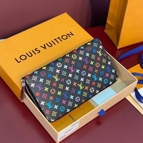 Portafoglio Zippy LV x TM in tela monogramma nera multicolore