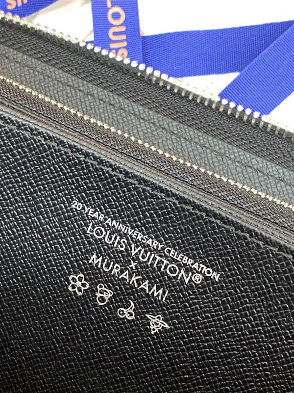 Portafoglio Zippy LV x TM in tela monogramma nera multicolore