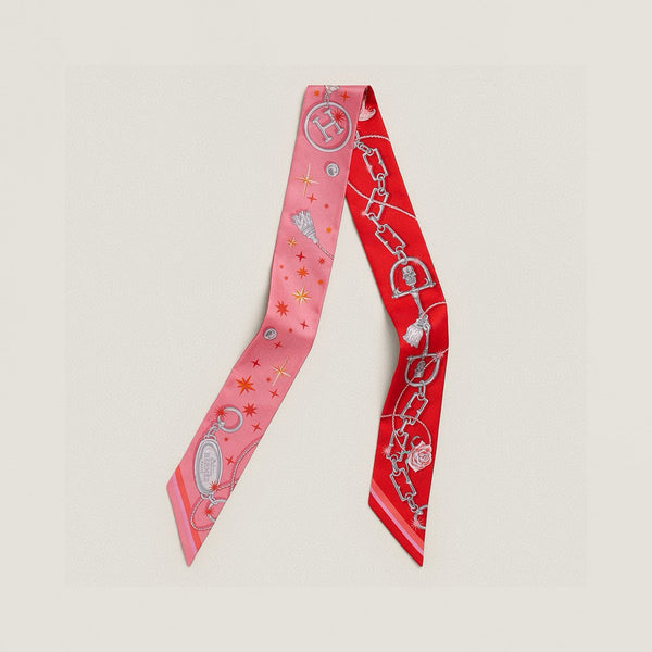 HM Twilly Mini Scarf 105 Pink Red Multi Silk Twill 153187