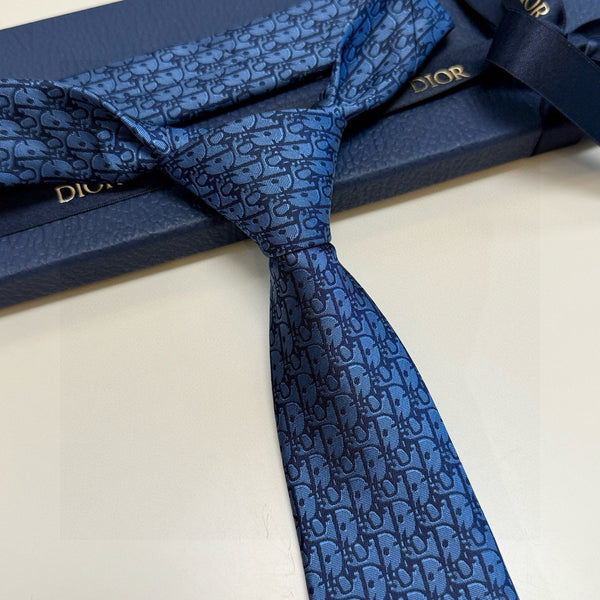 CD Oblique Tie Dark Blue Silk 212107