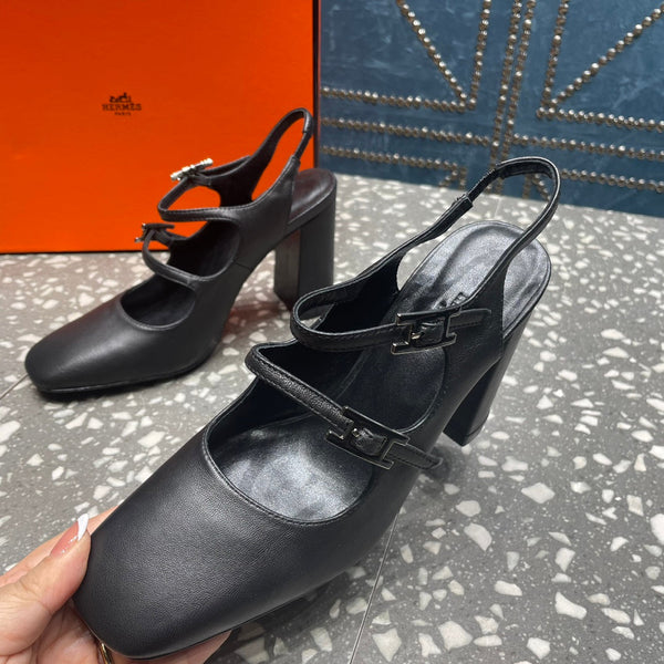 HM Jackie 80 Pump Black Cowhide  962919