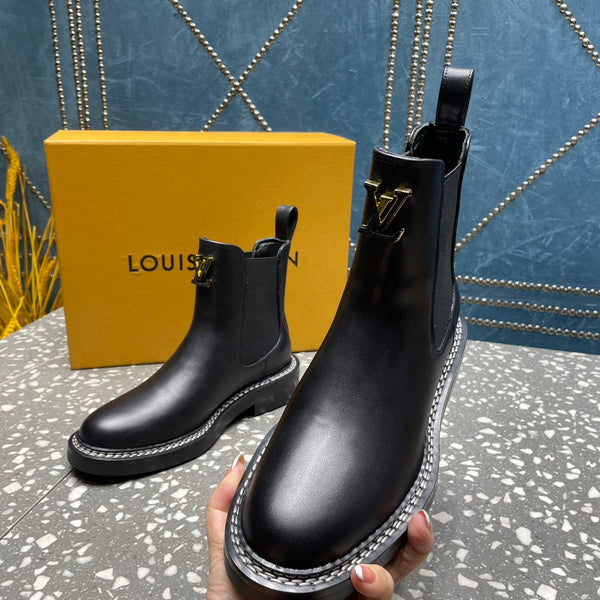 Stivaletti LV Beaubourg in pelle di vitello nera