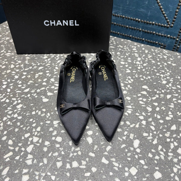 CC 25s Métiers d’art Ballet flats 10mm Black Silk Satin 423792