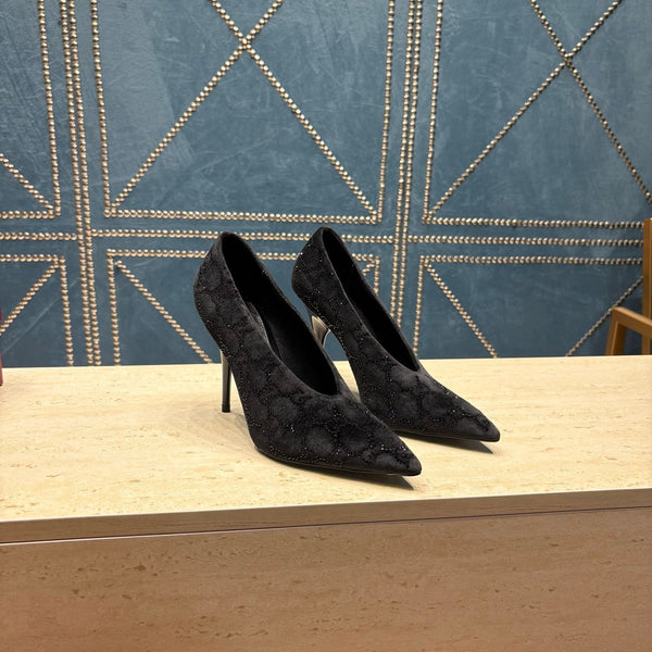 GG High-Heeled Pump 10.5cm Black Suede 741294