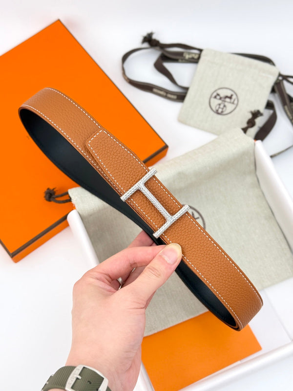 HM 32mm Hisseo belt & Reversible Brown leather 186454