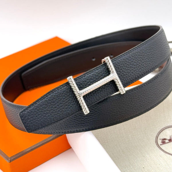 HM 32mm Silver Hisseo belt & Reversible Black leather 186447
