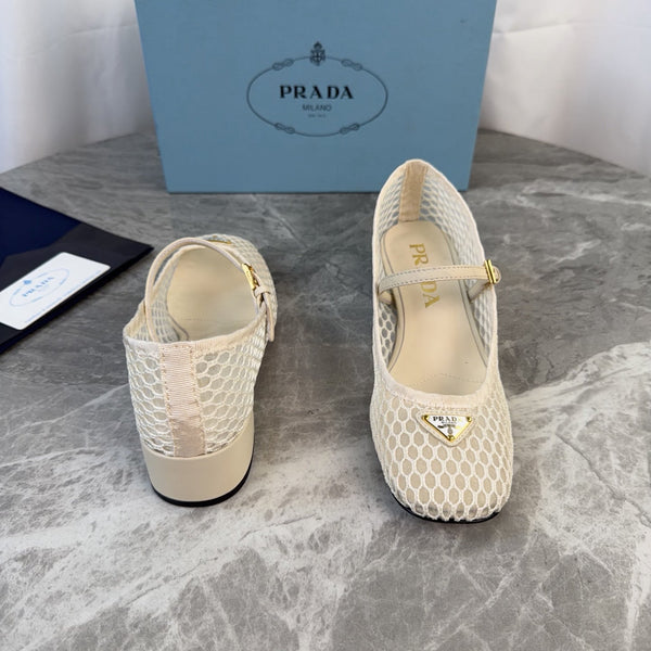 Prada 2026 Mary Jane Pumps 50mm Mesh Leather 789407