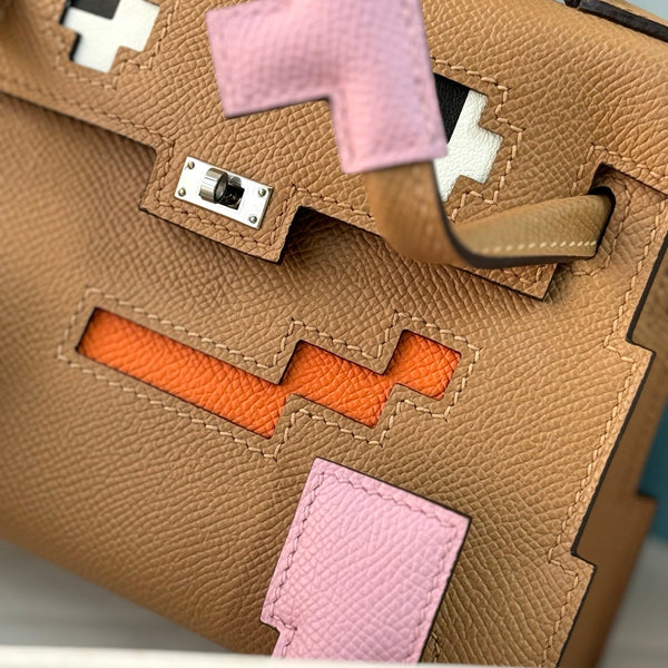 Sac HM Kelly Doll 18cm Rose clair Cuir Epsom 284562