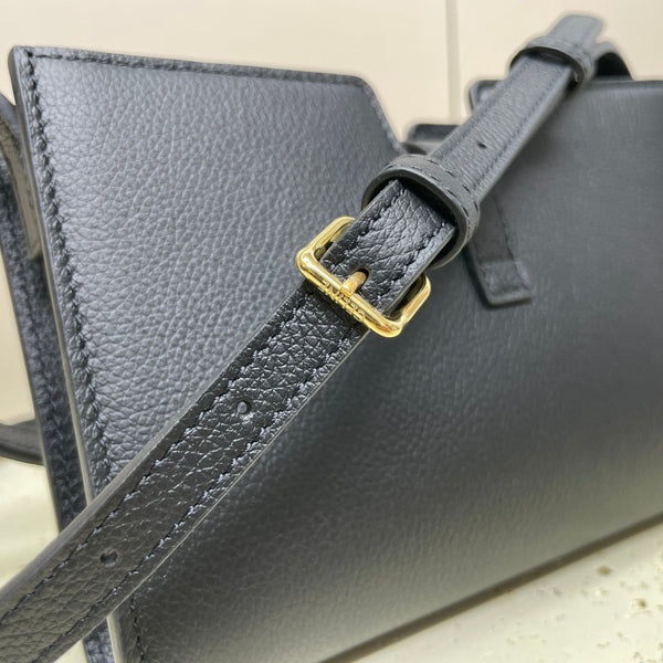 MINI POCHETTE CON 18 TRACOLLE IN PELLE DI VITELLO MORBIDA NERA