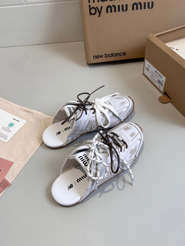 Miu x NB 530 SL Mules White Leather 642518